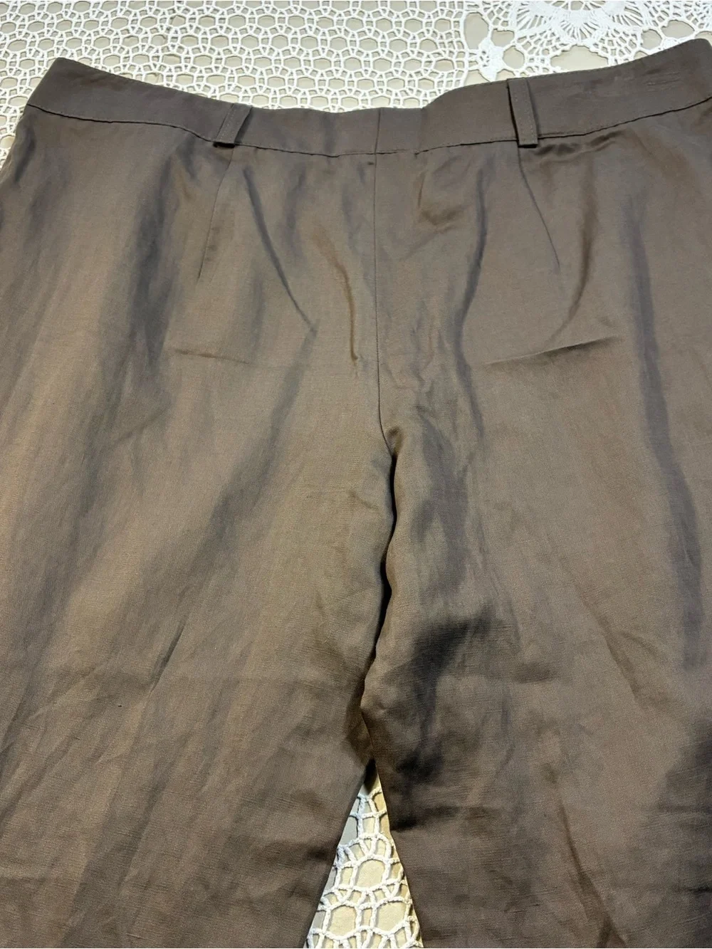 Basler Black Label Womens Linen Lyocell Pants Brown Pleated Dress EU 48 US 18
